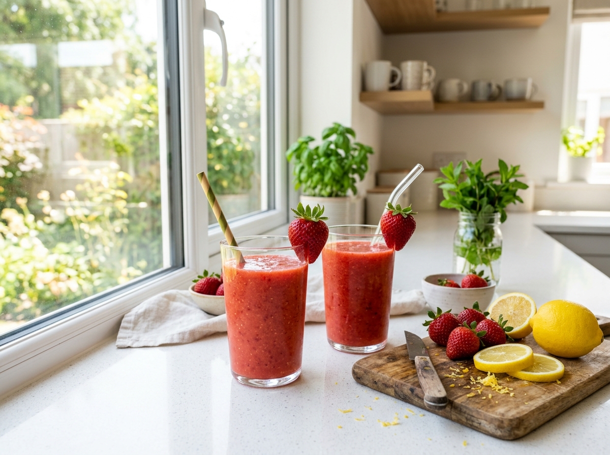 Vegan Çilekli Limonata Smoothie